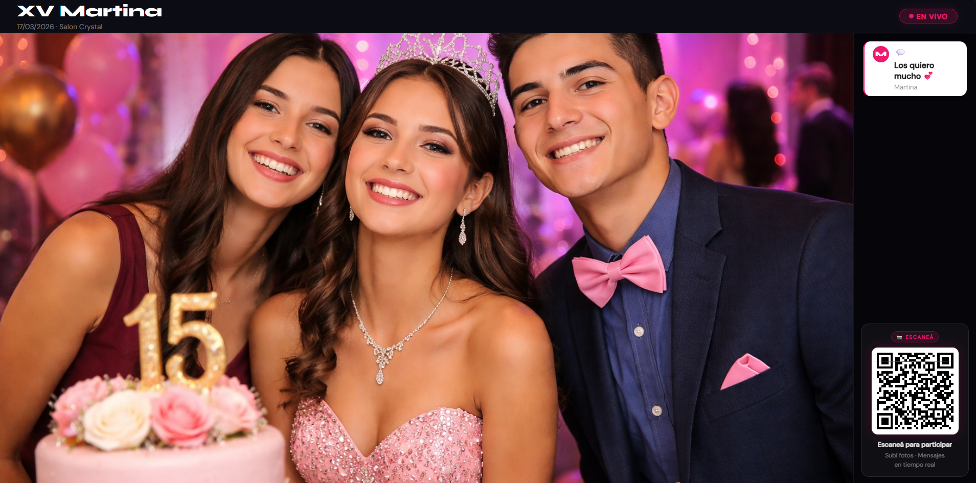 Pantalla de EventWall — XV Martina